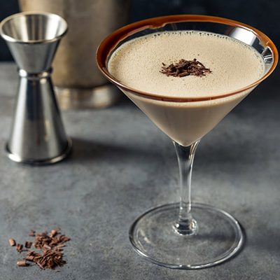 Boozy Refreshing Chocolate Martini with Vodka and Syrup